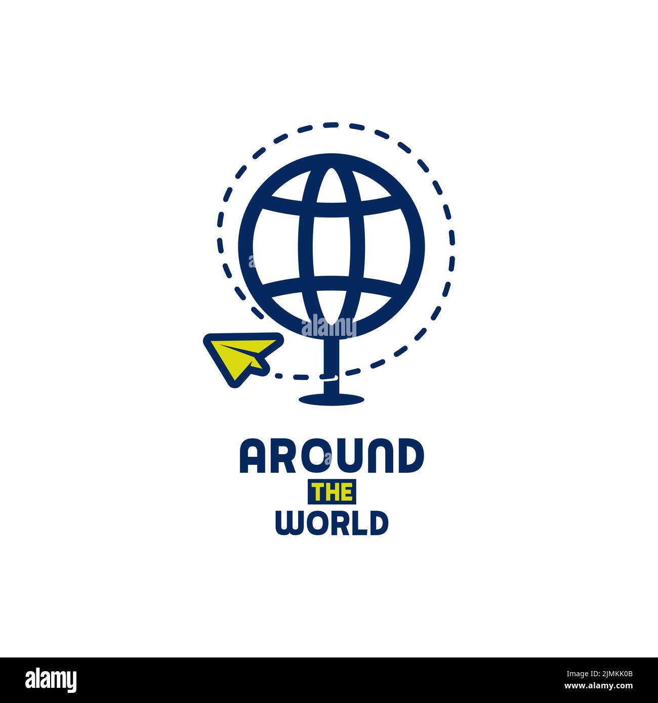 Globe, Paper Plane And Airplane Trail For Around The World Logo Design Inspiration Stock Vector