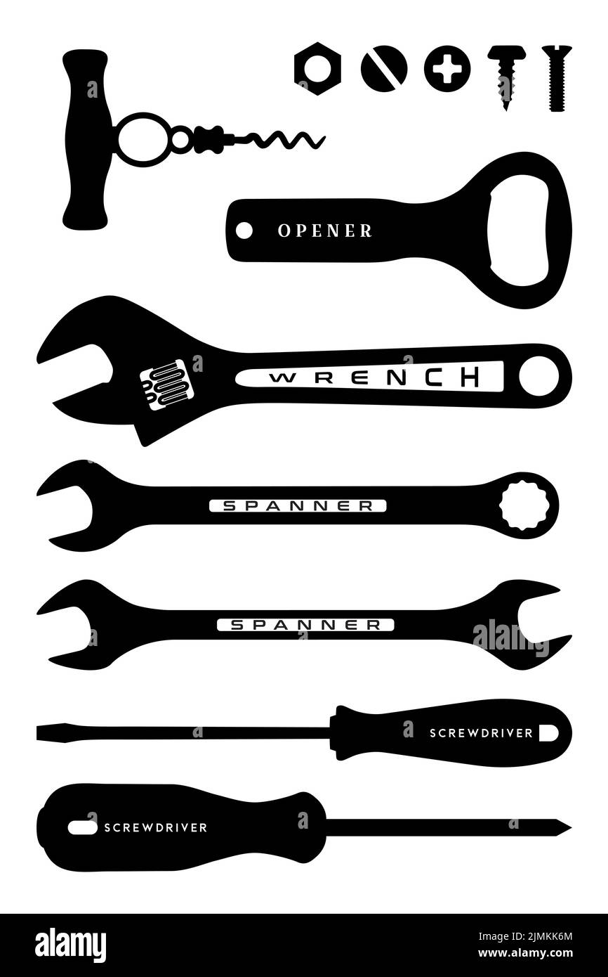 Maintenance Tool Build Handyman Set Vector With Bottle Opener And Screw
