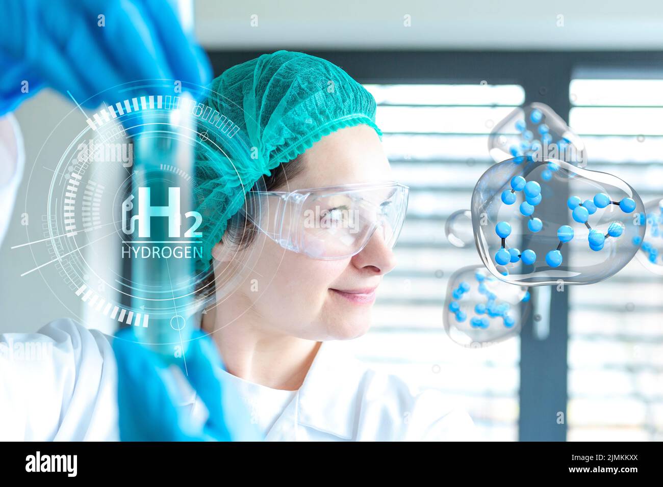 Woman Scholar Liquid Hydrogen H2 Molecule Stock Photo Alamy