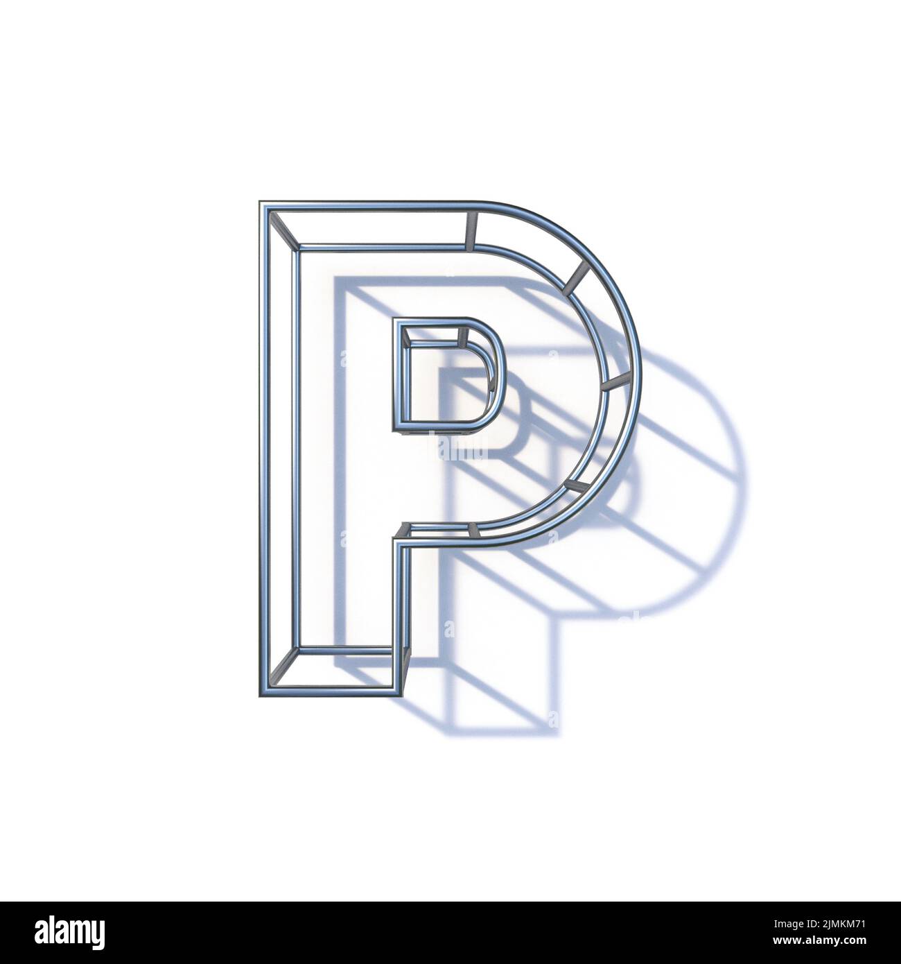 Steel wire frame font Letter P 3D Stock Photo