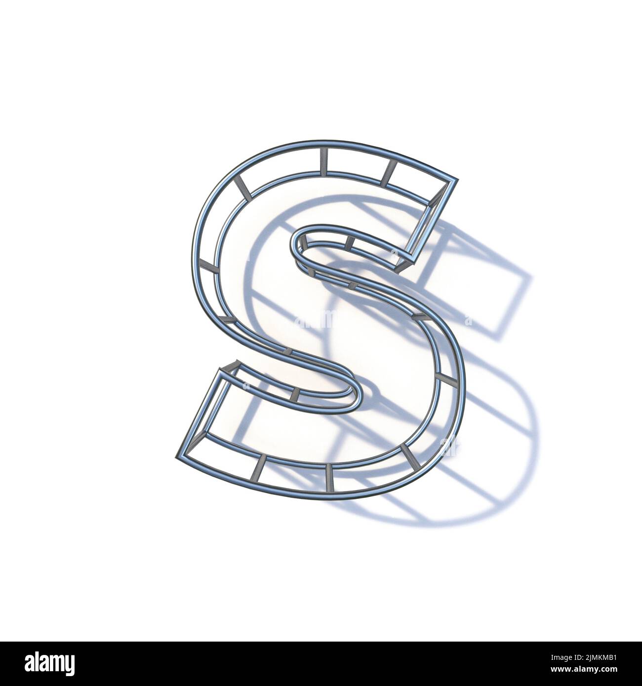 Steel wire frame font Letter S 3D Stock Photo