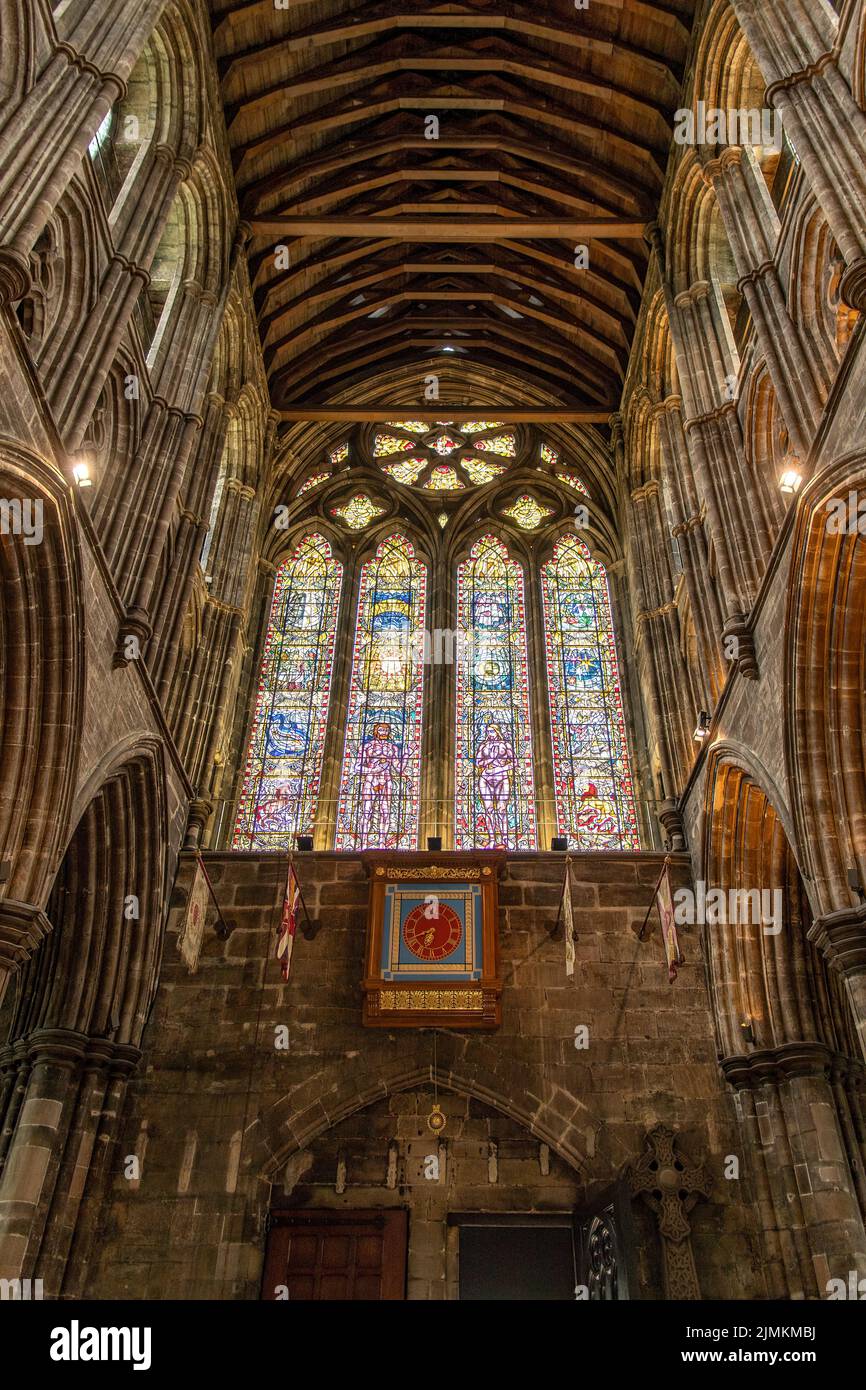 Stained Glass Window in Glasgow Cathedral, Glasgow, Scotland Stock Photo