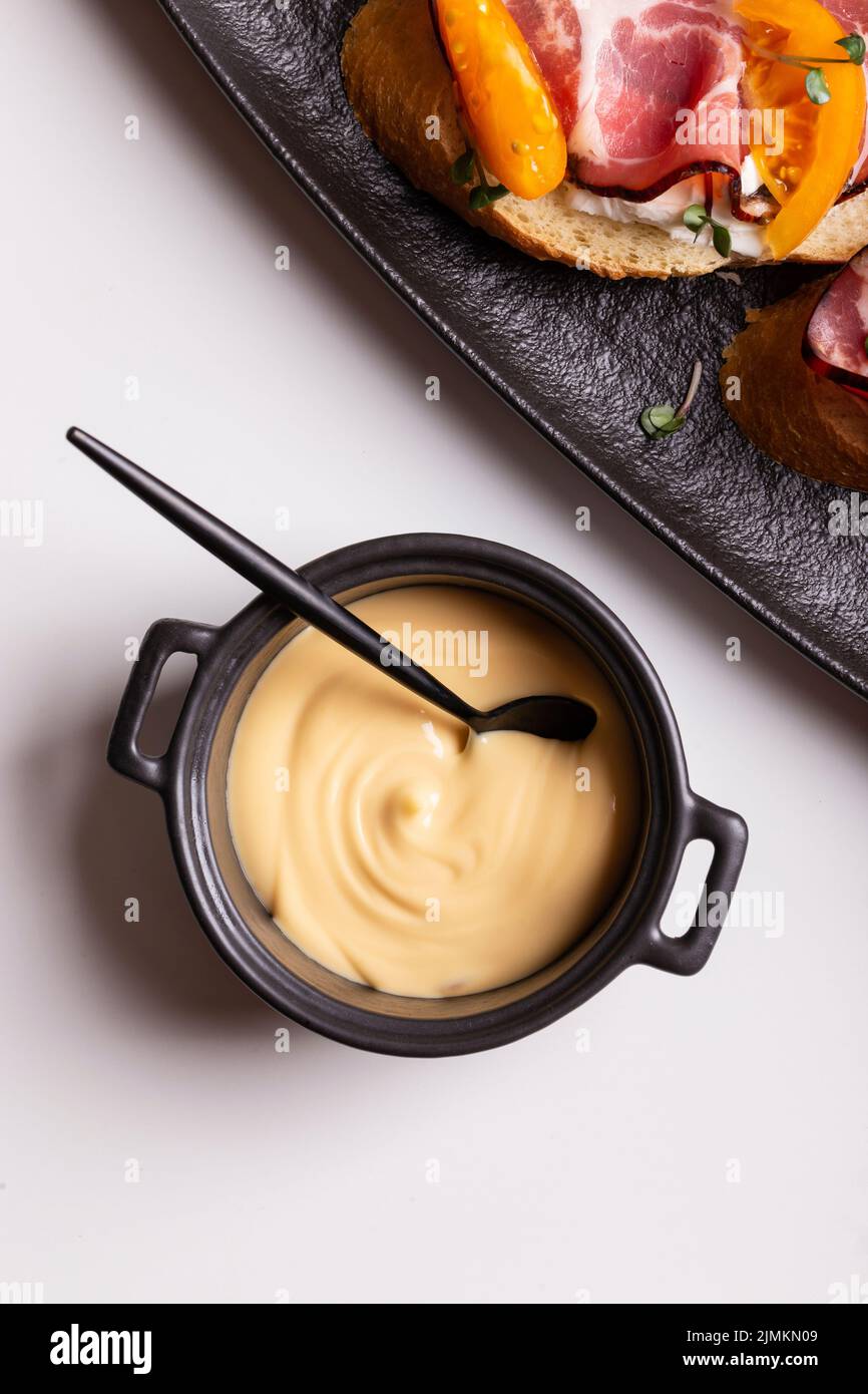 Cheese sauce for bruschetta Stock Photo - Alamy Cheese sauce for bruschetta Stock Photo - Alamy