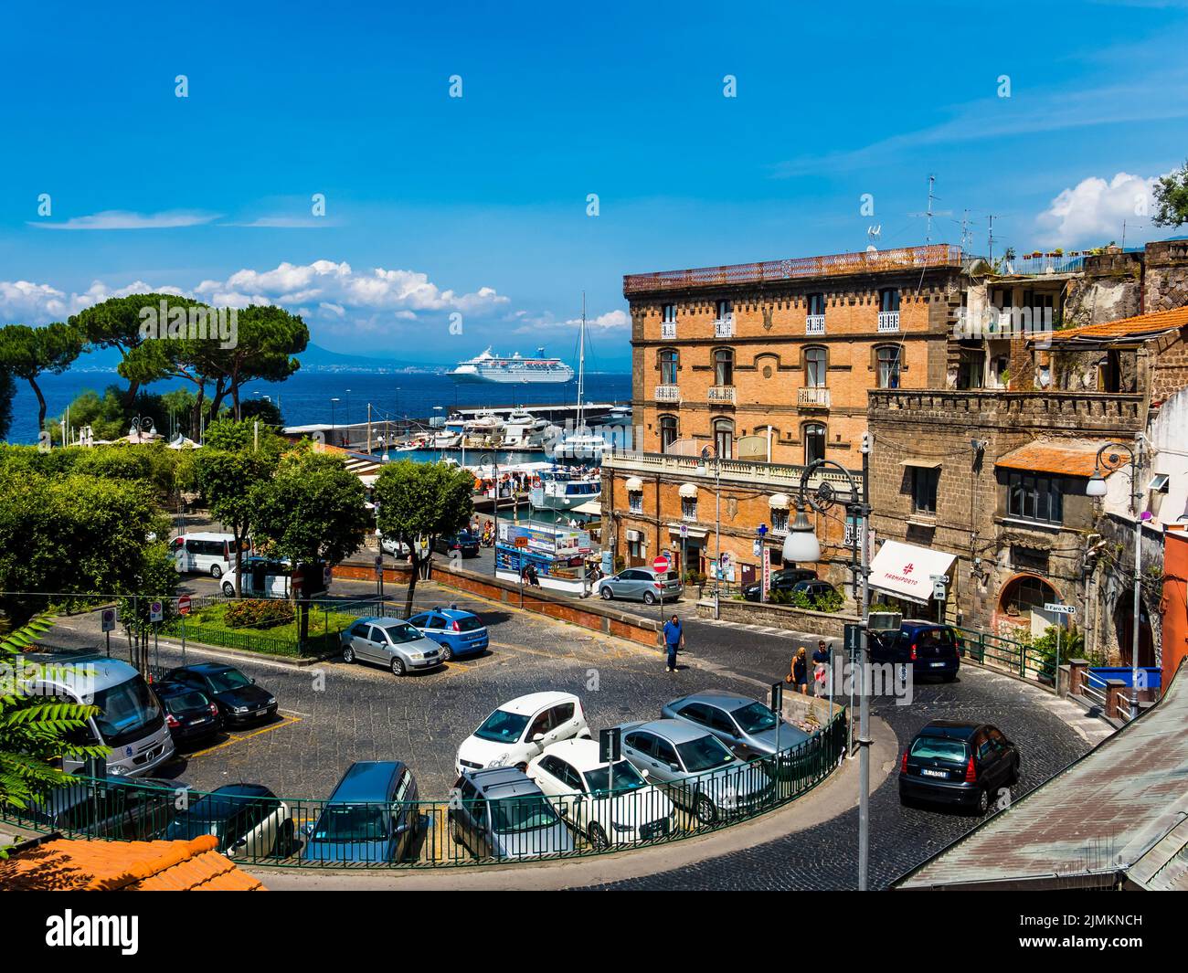 Bleu Village resort with Marina Piccola harbor and Grandhotel Excelsior Stock Photo