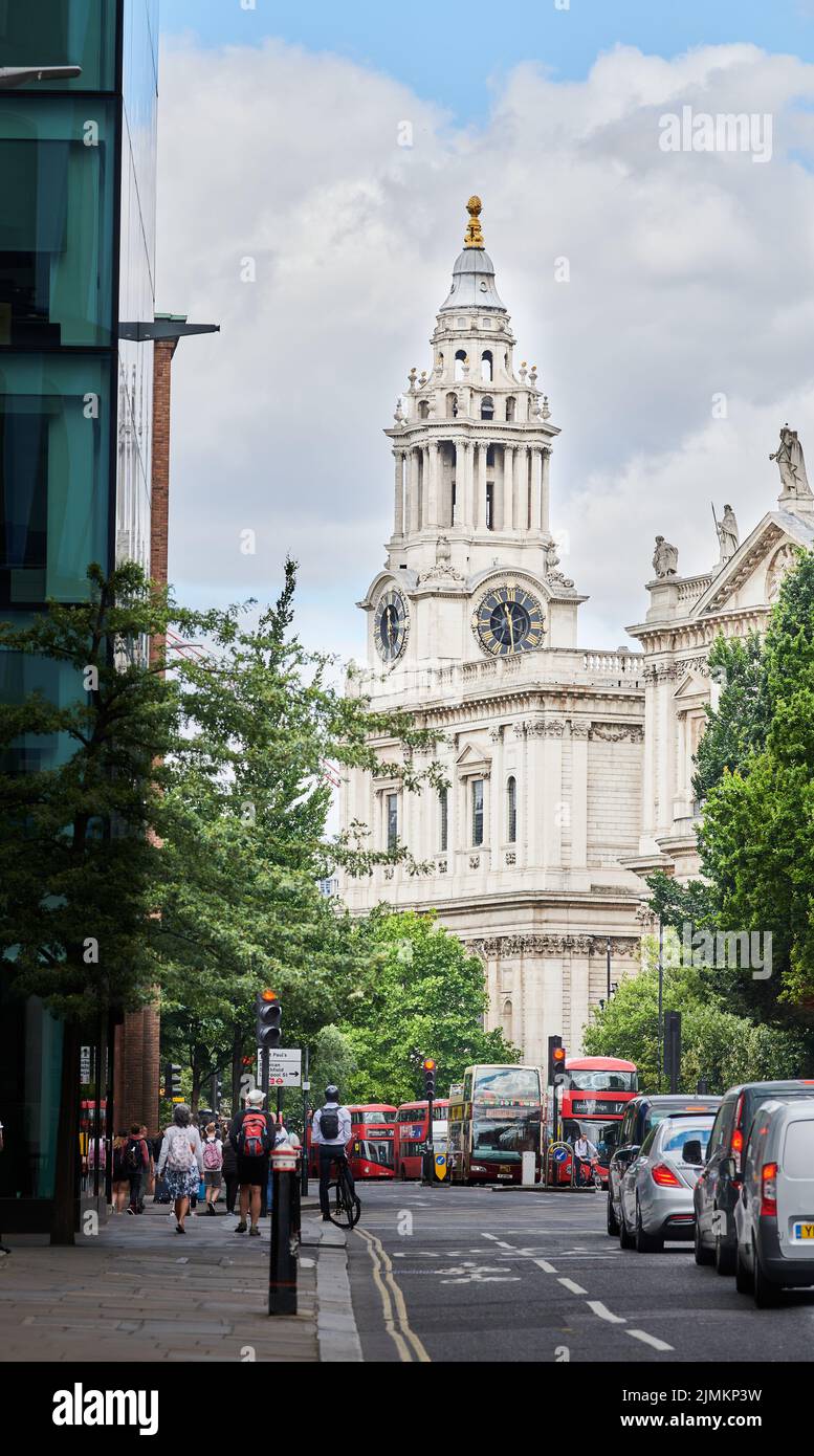 Tower and clock at St Paul's cathedral, London, England. Stock Photo