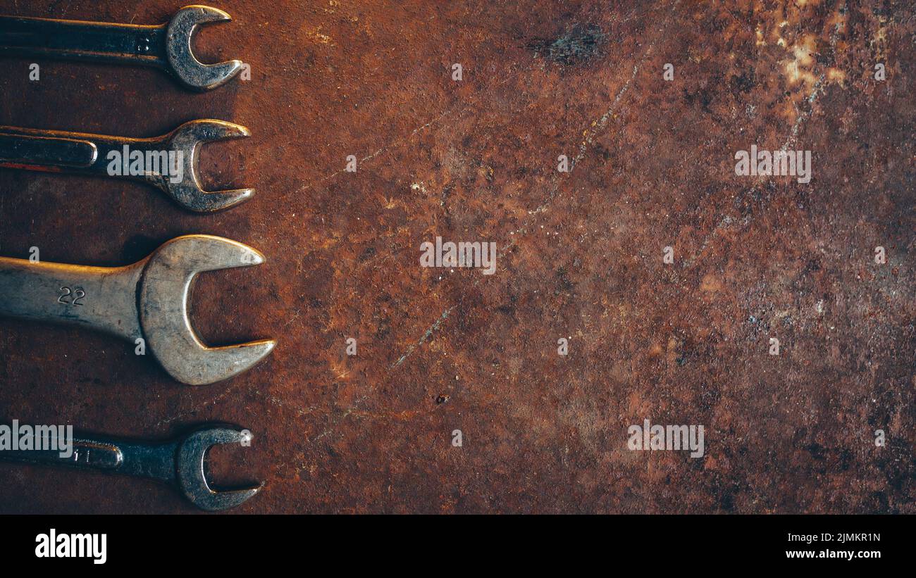 automobile repair shop professional wrench set Stock Photo Alamy