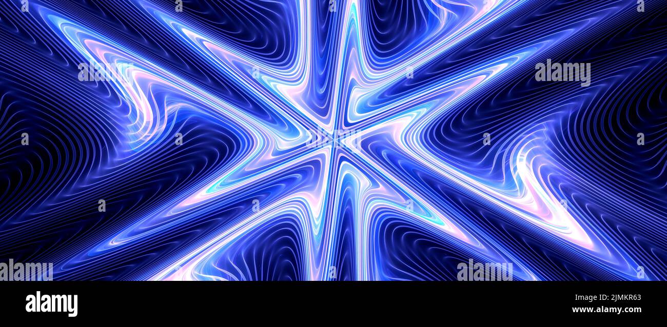 Blue glowing futuristic technology star shape, computer generated abstract background, 3d rendering Stock Photo