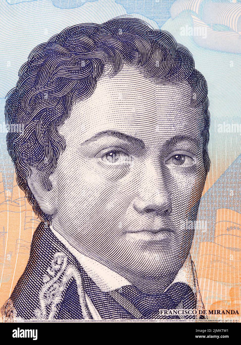 Francisco de Miranda portrait from Venezuelan money Stock Photo