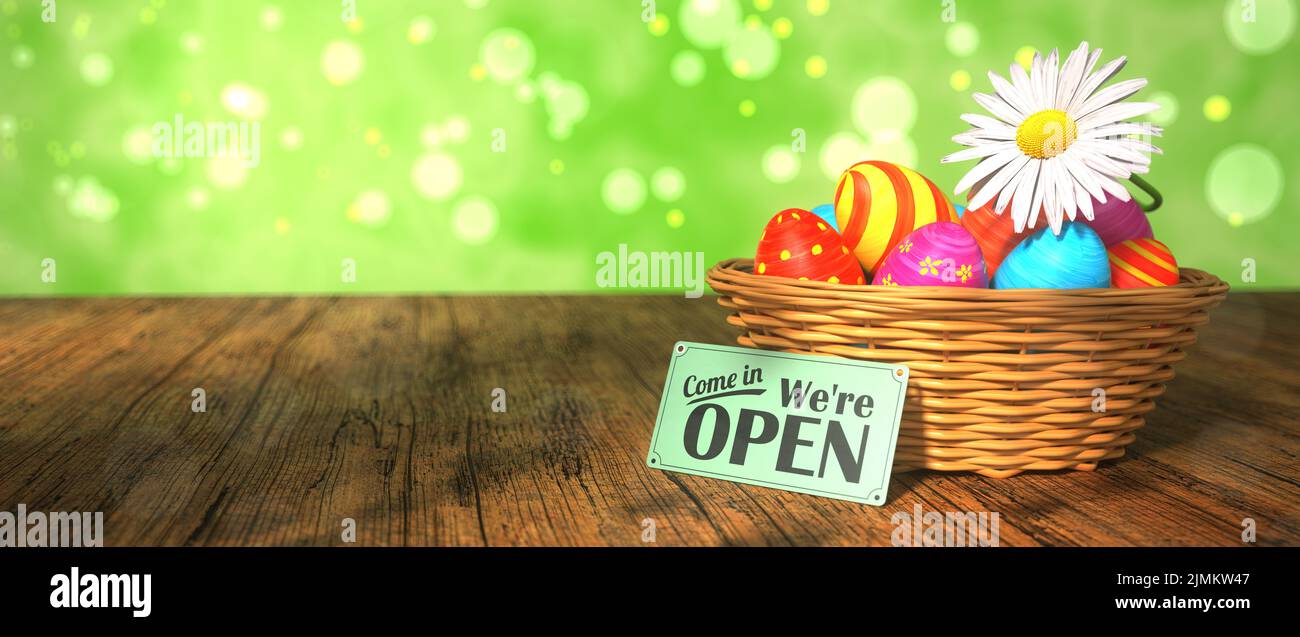 Easter Eggs Basket Open Stock Photo