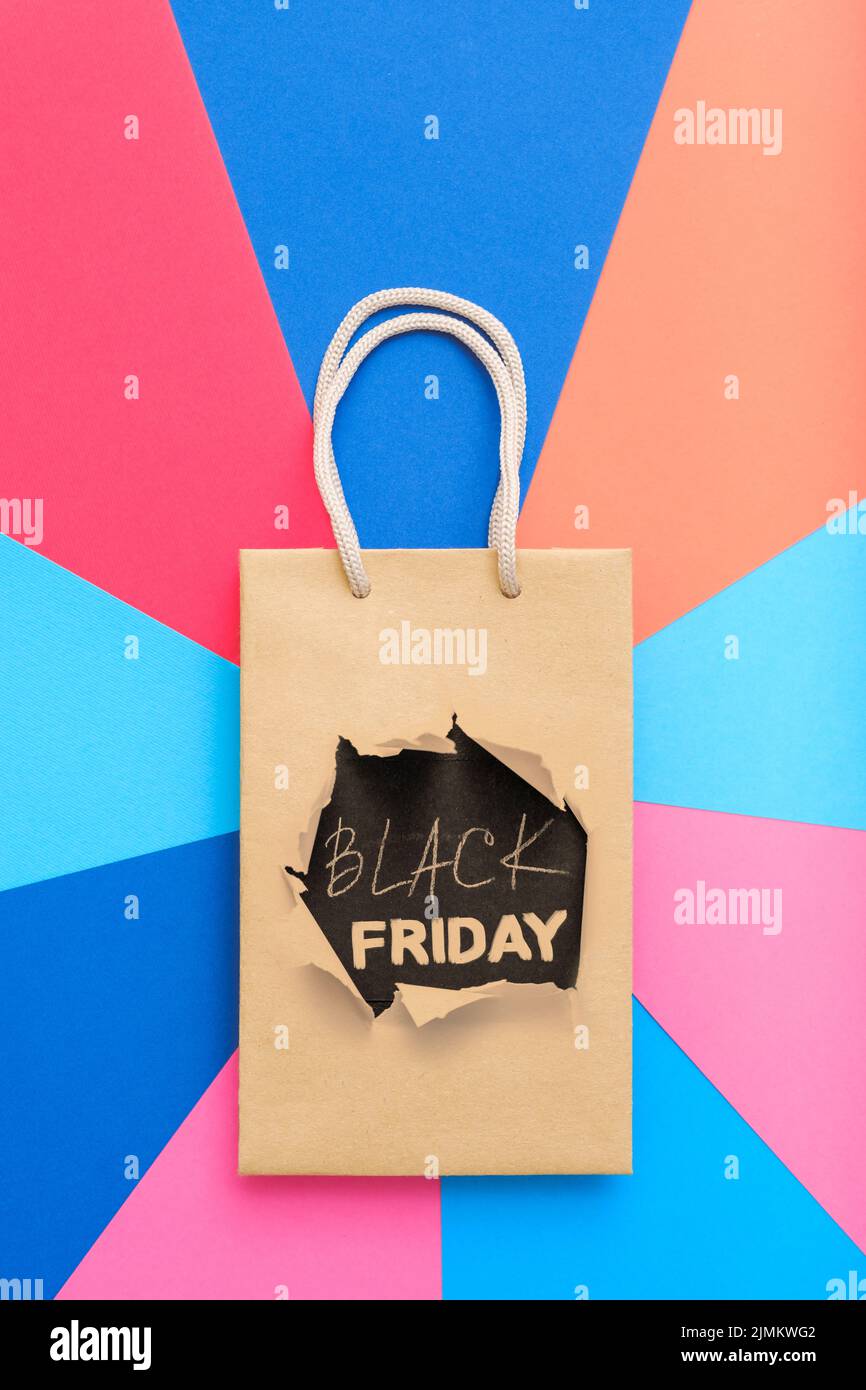 black friday sale discount promotion shopping bag Stock Photo