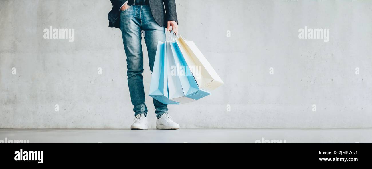 men fashion clothing store guy smart casual outfit Stock Photo