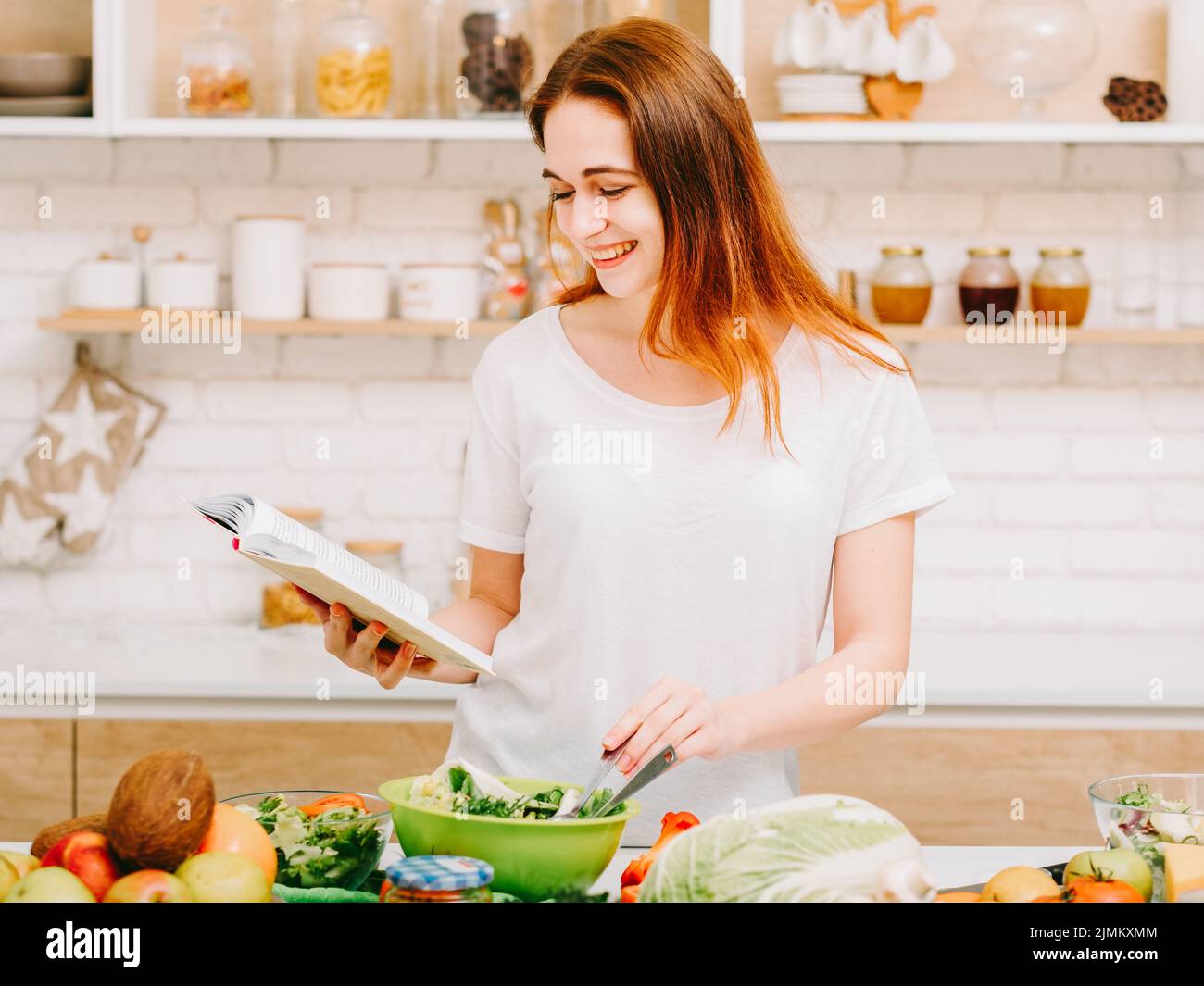 cooking hobby fun home leisure woman kitchen Stock Photo