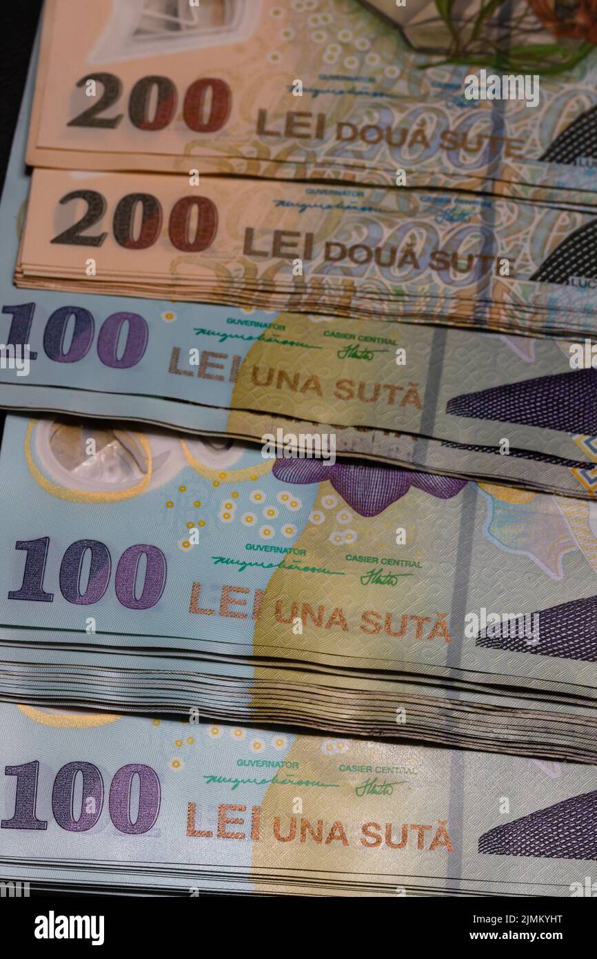 Romanian LEI currency. Europe inflation, LEI money Stock Photo - Alamy
