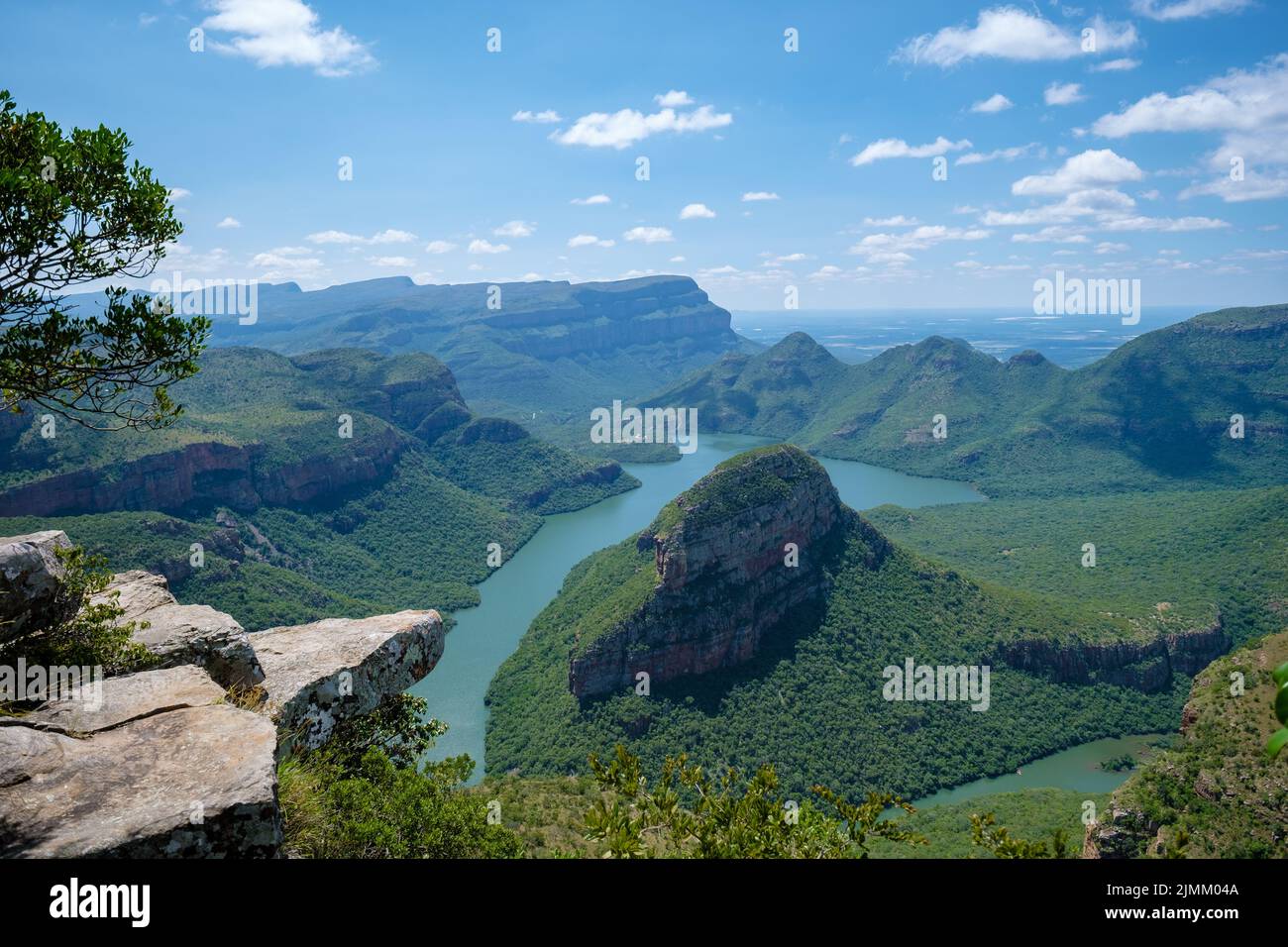 Panorama route Soute Africa, Blyde river canyon with the three rondavels,impressive view of three rondavels and the blyde river Stock Photo