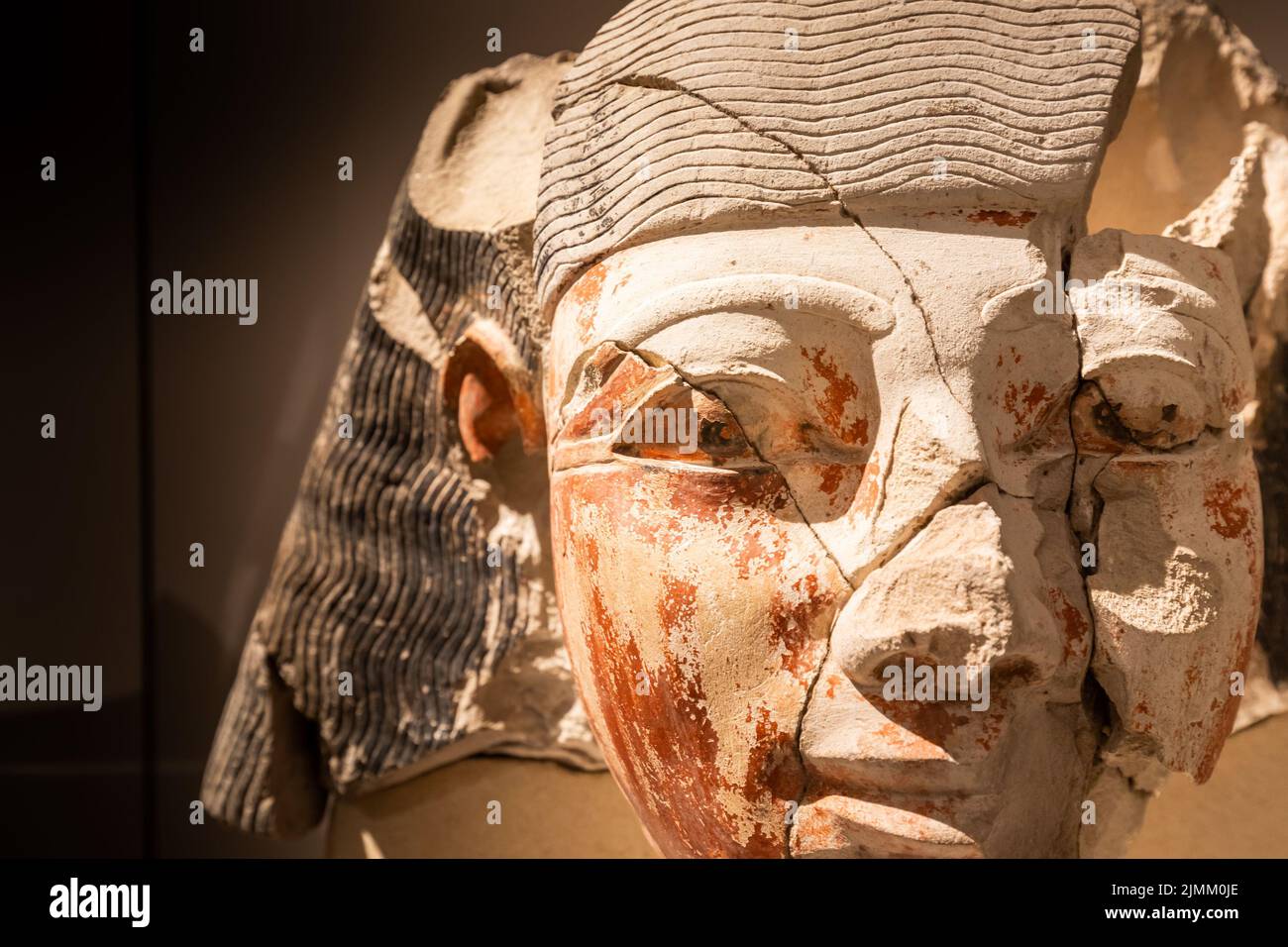 Turin, Italy - Circa January 2022: sandtone statue archaeology in Egyptian Museum Stock Photo