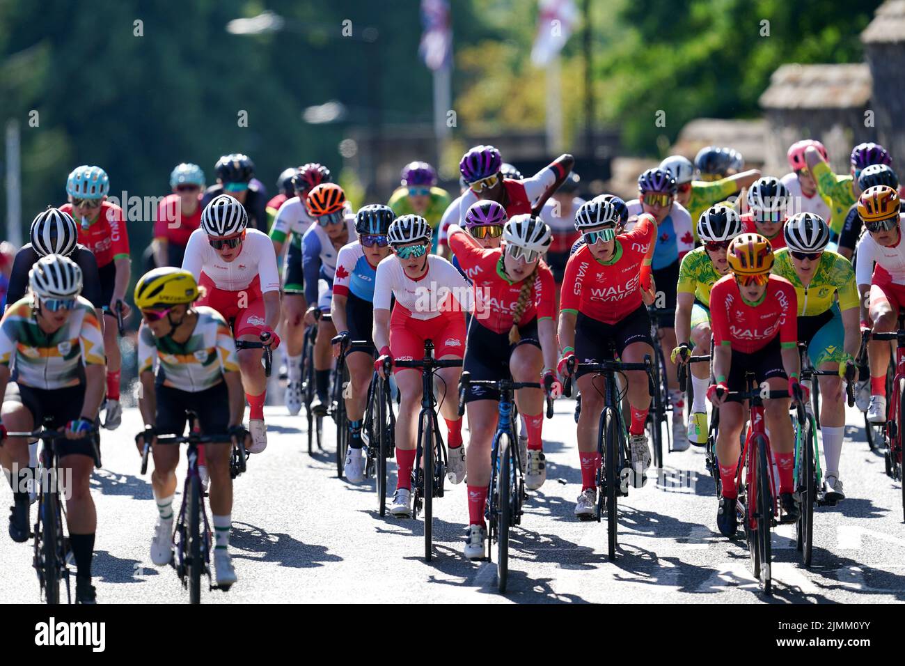 Lead riders of the peloton during the Women's Road Race in Warwick on