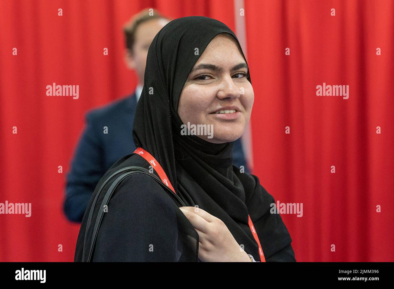 Dallas, Texas, USA. 6th Aug, 2022. Attendee Hannah Nehad in traditional muslim clothes seen during CPAC Texas 2022 conference at Hilton Anatole (Credit Image: © Lev Radin/Pacific Press via ZUMA Press Wire) Stock Photo
