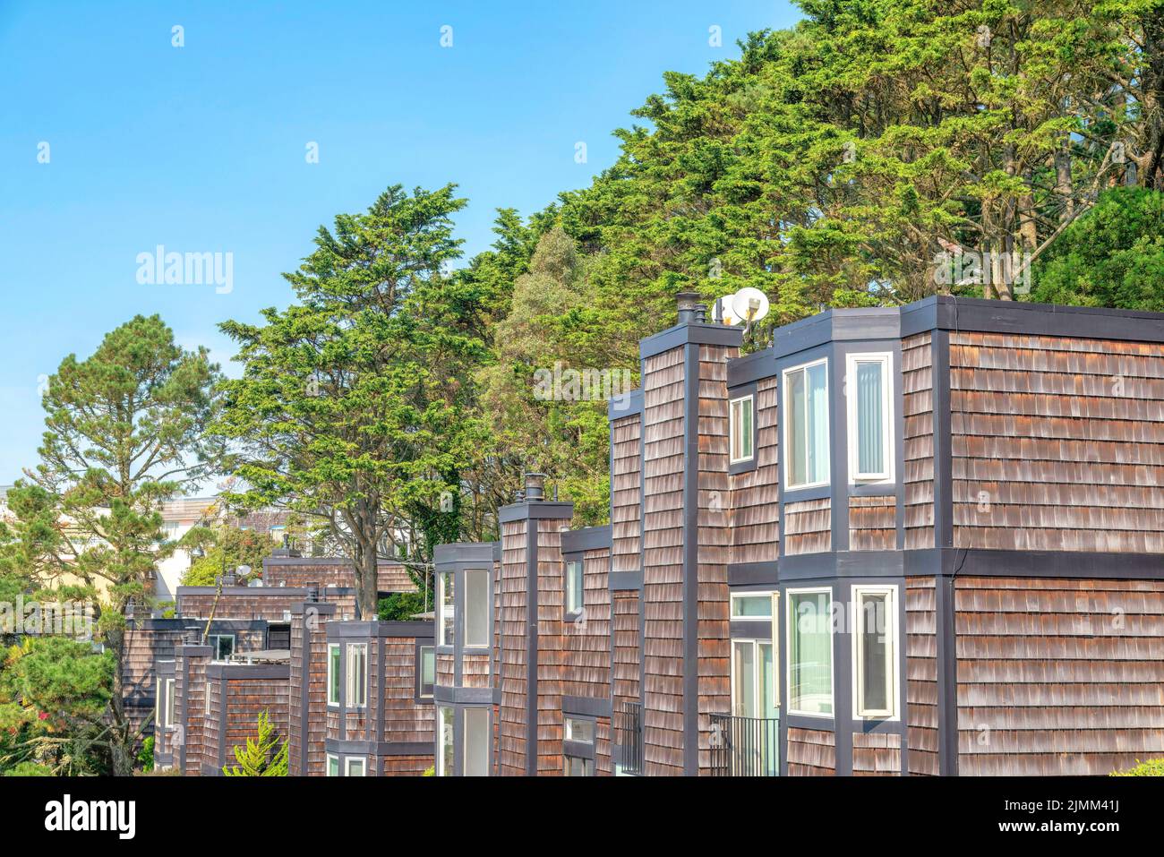 Apartment complex at San Francisco, California with trees at the back