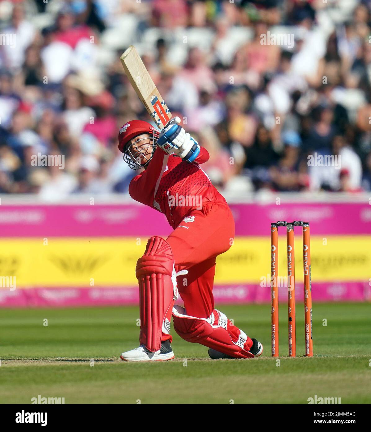 England's Sophia Dunkley hits four runs at Edgbaston Stadium on day ten of 2022 Commonwealth Games in Birmingham. Picture date: Sunday August 7, 2022. Stock Photo