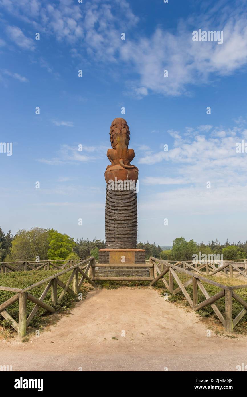 Statue of a lion on top of the Lemelerberg hill in Overijssel, Netherlands Stock Photo