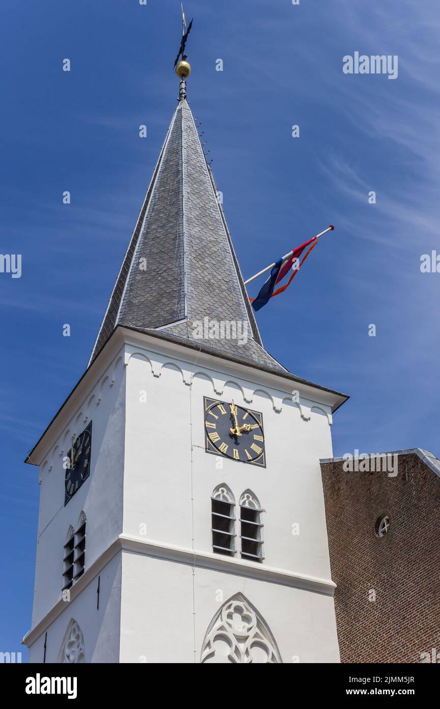 White tower of the historic church of Holten, Netherlands Stock Photo