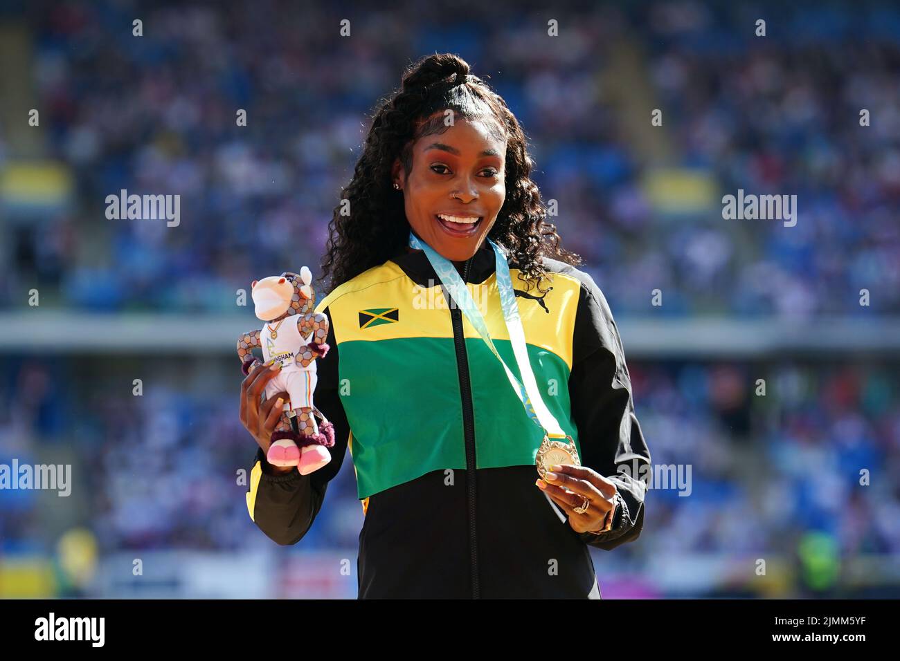 Jamaica's Elaine Thompson-herah With Her Gold Medal During The Medal 