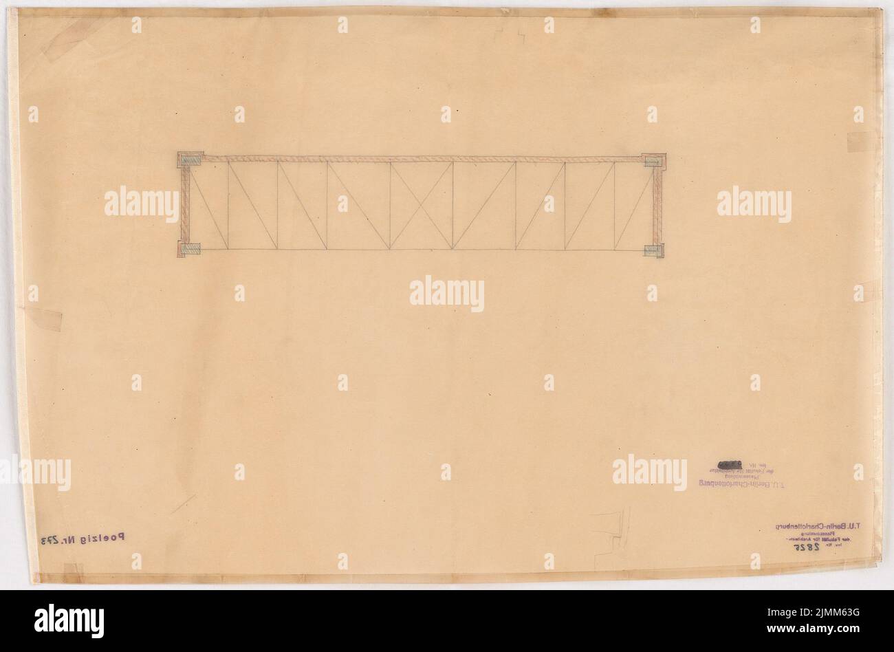 Poelzig Hans (1869-1936), Gebr. Meyer in Hannover-Vinnhorst. Administration building (1923): Partial floor plan. Pencil on transparent, 36.6 x 55.5 cm (including scan edges) Stock Photo