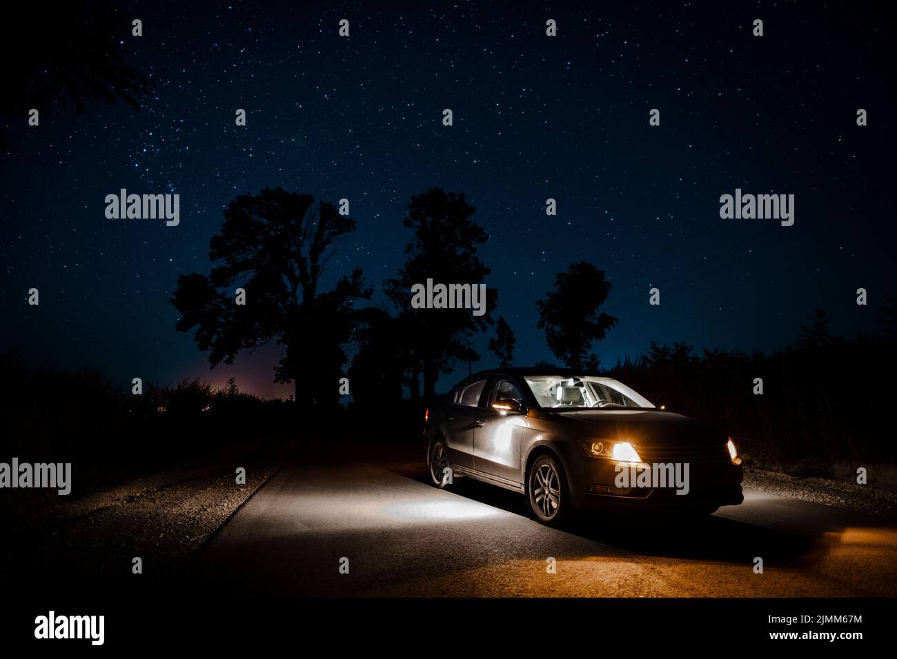Beautiful car commercial night Stock Photo