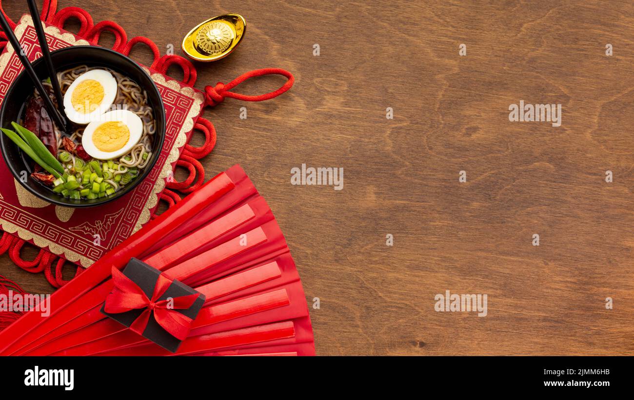 Top view chinese new year dish Stock Photo