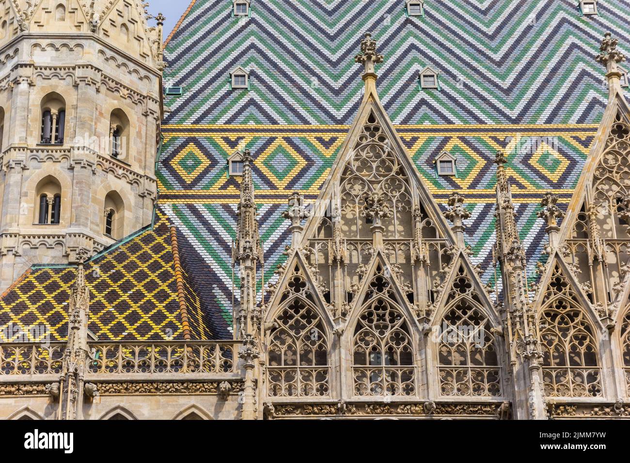 Close-up of the famous Stephansdom church in Vienna, Austria Stock Photo