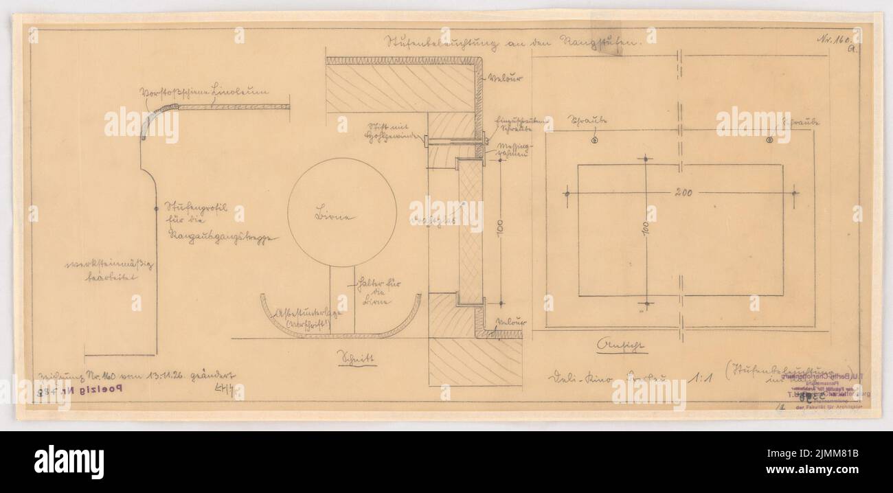 Poelzig Hans (1869-1936), Deli light games in Breslau (1926): ranking lighting 1: 1. Pencil on transparent, 27.5 x 56.9 cm (including scan edges) Stock Photo