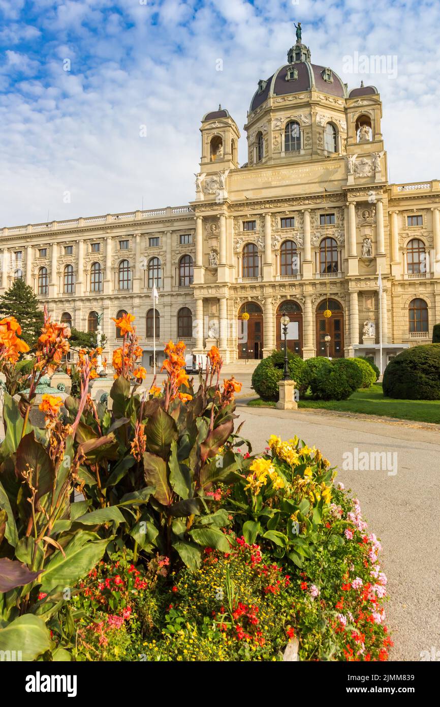 Flowers in front of the Art Museum in Vienna, Austria Stock Photo