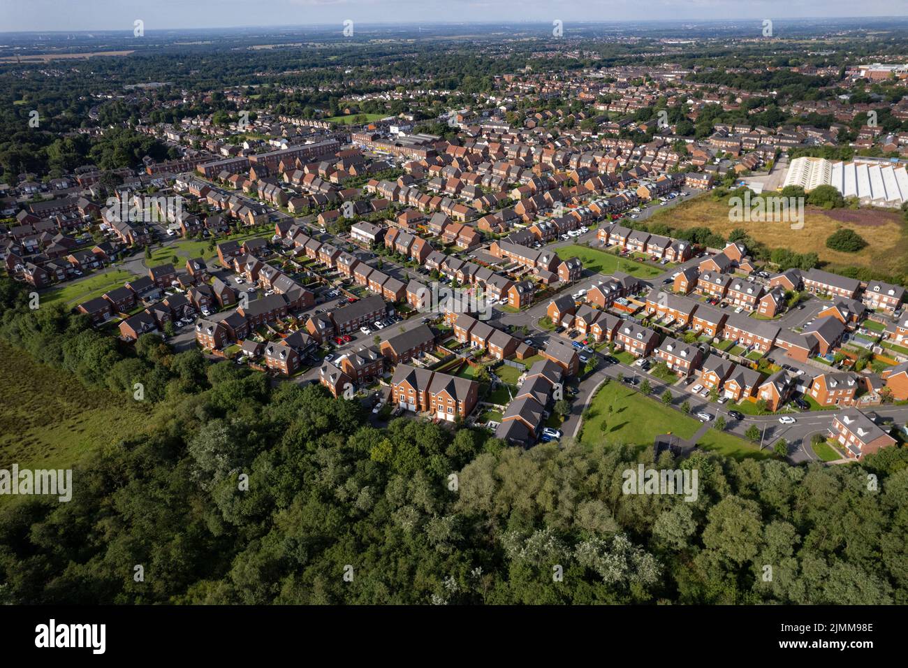 Aerial Houses Residential British England Drone Above View Summer Blue