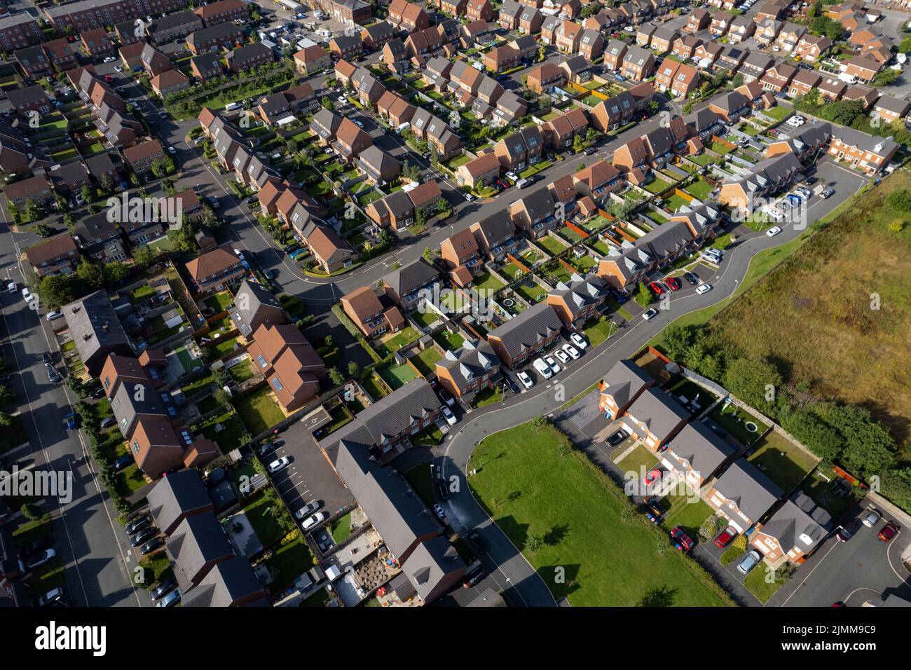 Aerial Houses Residential British England Drone Above View Summer Blue