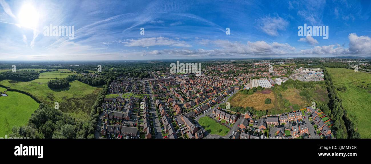 Aerial Houses Residential British England Drone Above View Summer Blue