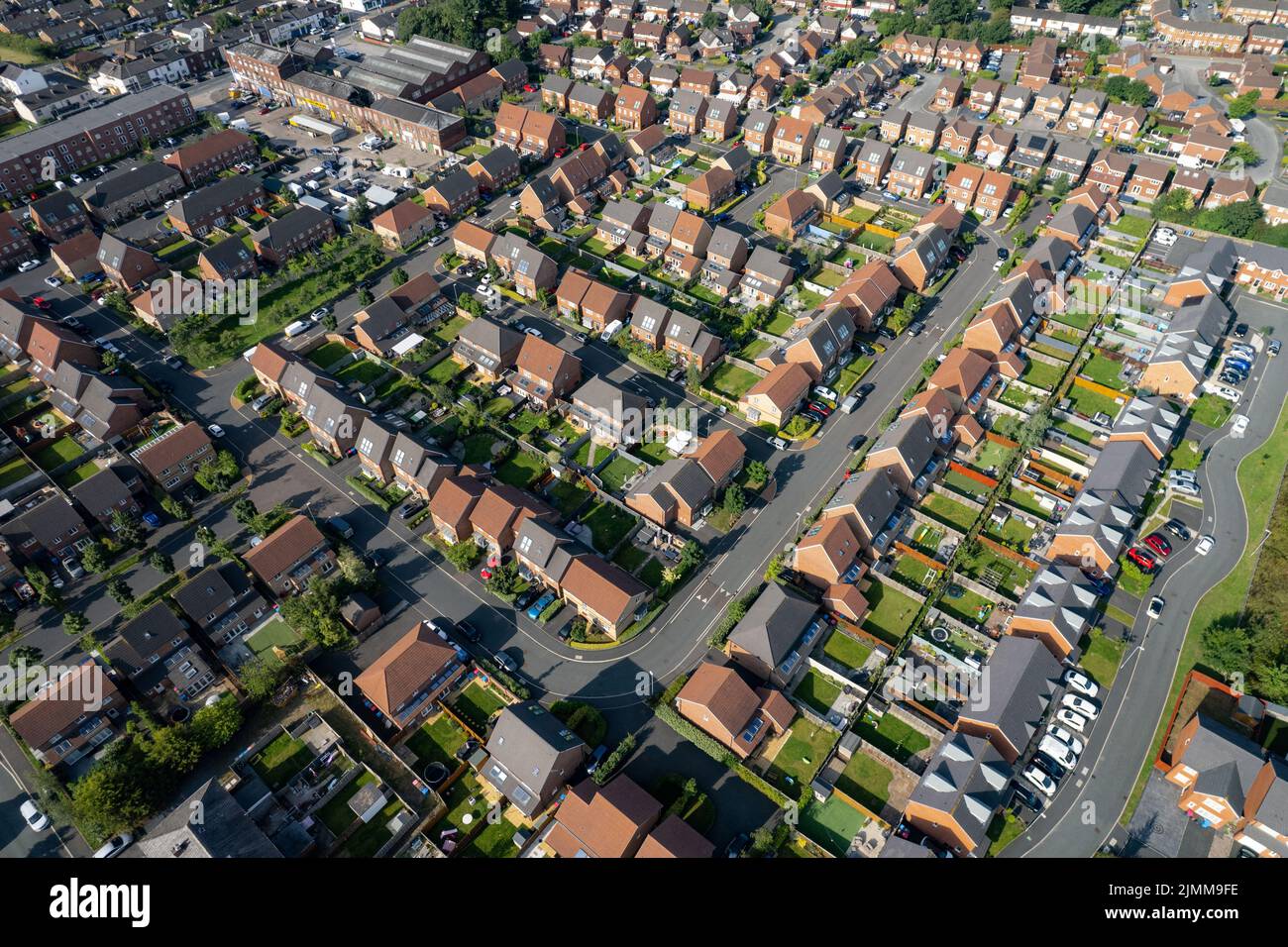Aerial Houses Residential British England Drone Above View Summer Blue