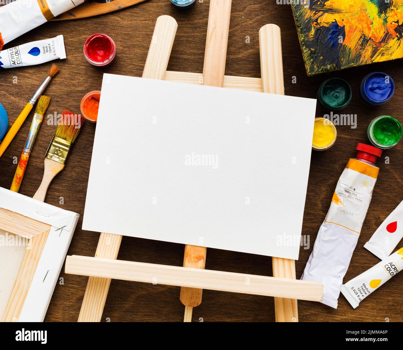 Easel copy space white canvas Stock Photo