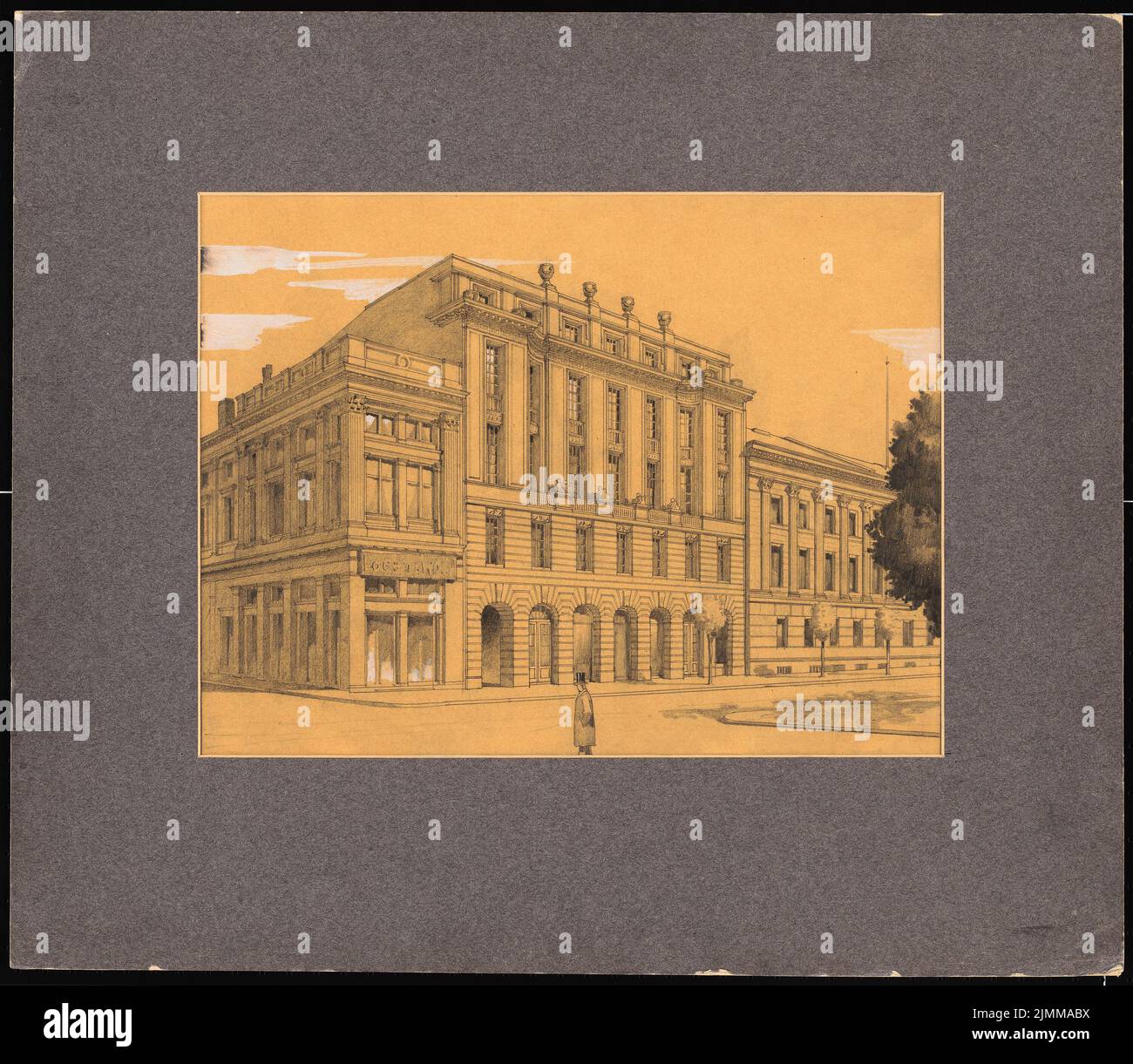 Messel Alfred (1853-1909), Schulte, Berlin (1905), Perspective View, Pencil White Happed Cardboard, TU UB Plan collection Inv. No. 12343 Stock Photo