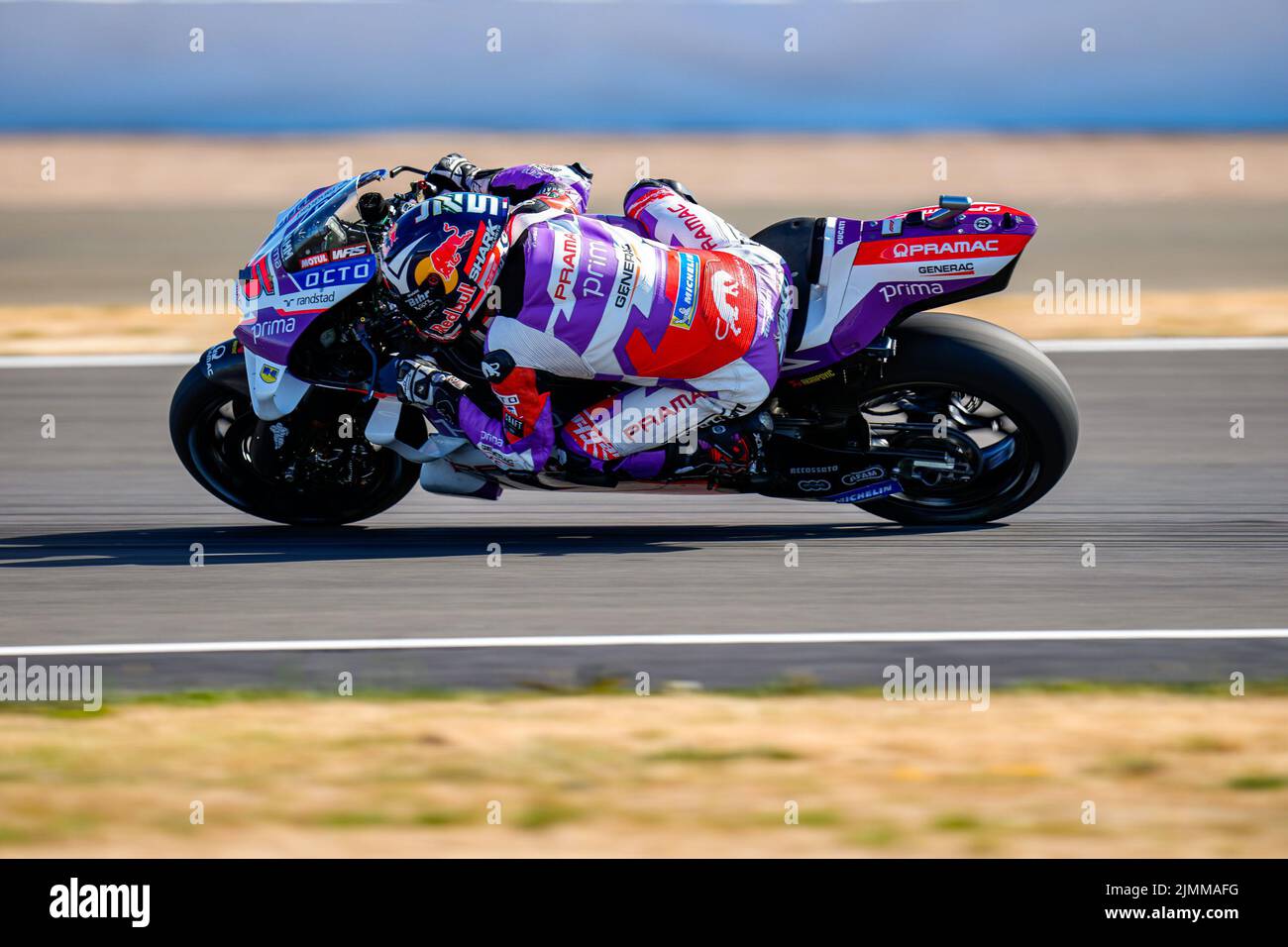 Towcester, UK. 07th Aug, 2022. Johann ZARCO (France) of the Prima Pramac Racing Ducati Team during the 2022 Monster Energy Grand Prix MotoGP Warm Up at Silverstone Circuit, Towcester, England on the 7th August 2022. Photo by David Horn. Credit: PRiME Media Images/Alamy Live News Stock Photo