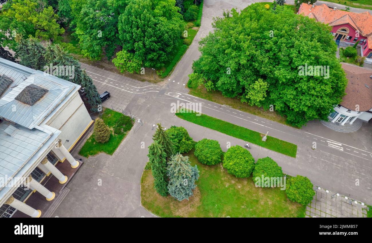 Drone aerial view over National Expocenter in Kyiv, Ukraiine. Stock Photo