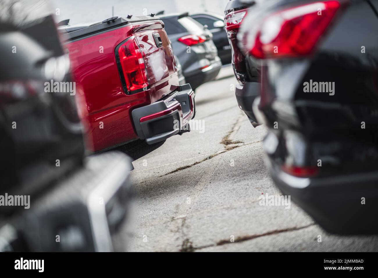 Commercial Dealership of Pre Owned Cars. Parking Lot Full of All Kind
