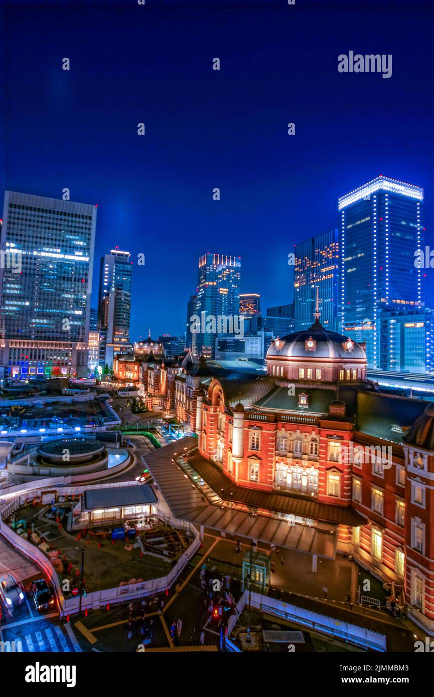 Light-up of Tokyo Station, night view Stock Photo
