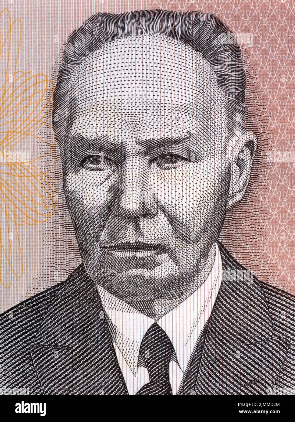 Kristjan Raud portrait from Estonian money - Kroon Stock Photo - Alamy