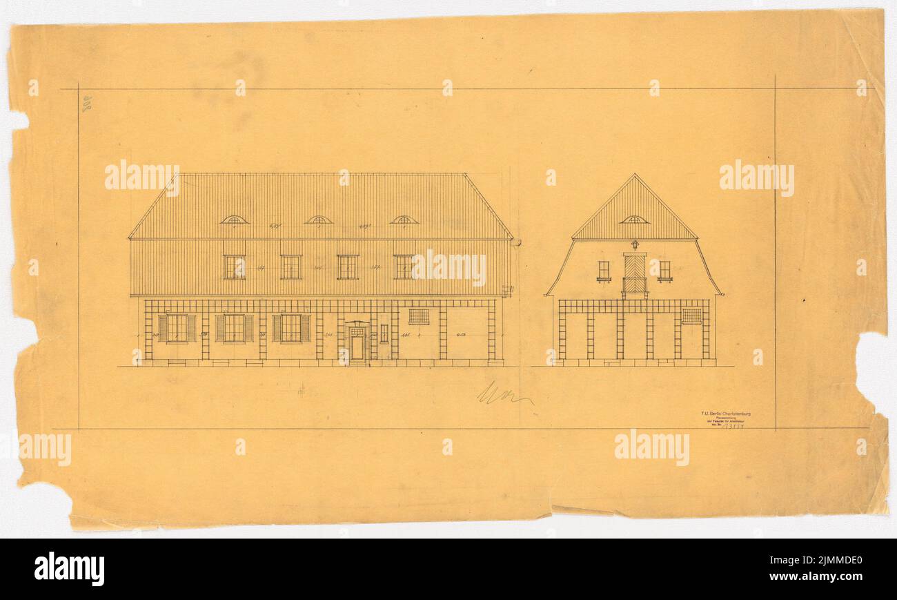 Messel Alfred (1853-1909), Gutshaus Mendelsohn-Bartholdy in Börnicke near Bernau. Conversion (1904-1904), Labor House: 2 Upper, Pencil on Transparent, TU UB Plan collection Inv. No. 13134 Stock Photo