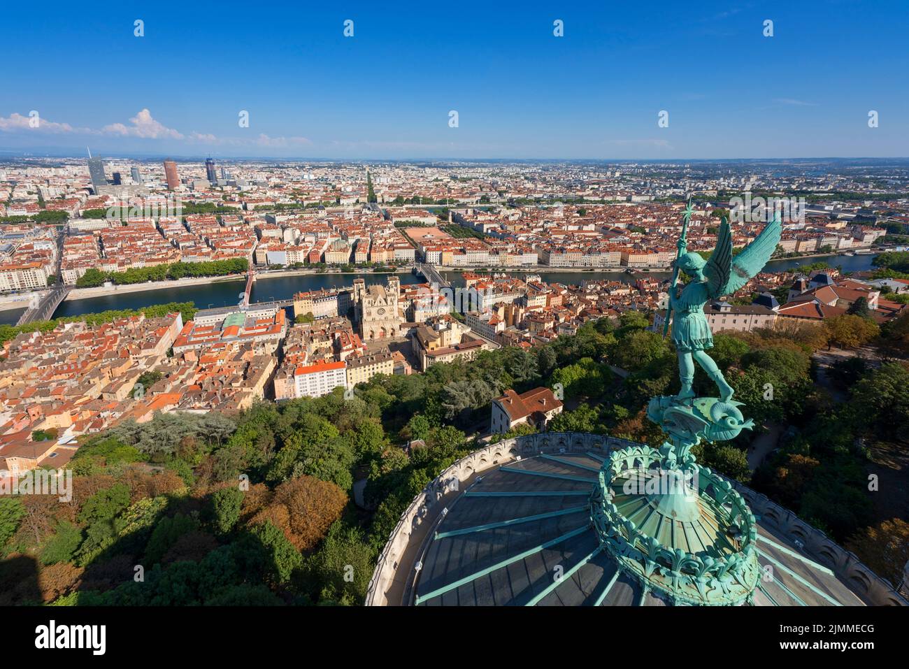 View of Lyon city from the top of notredamedefourviere basilica