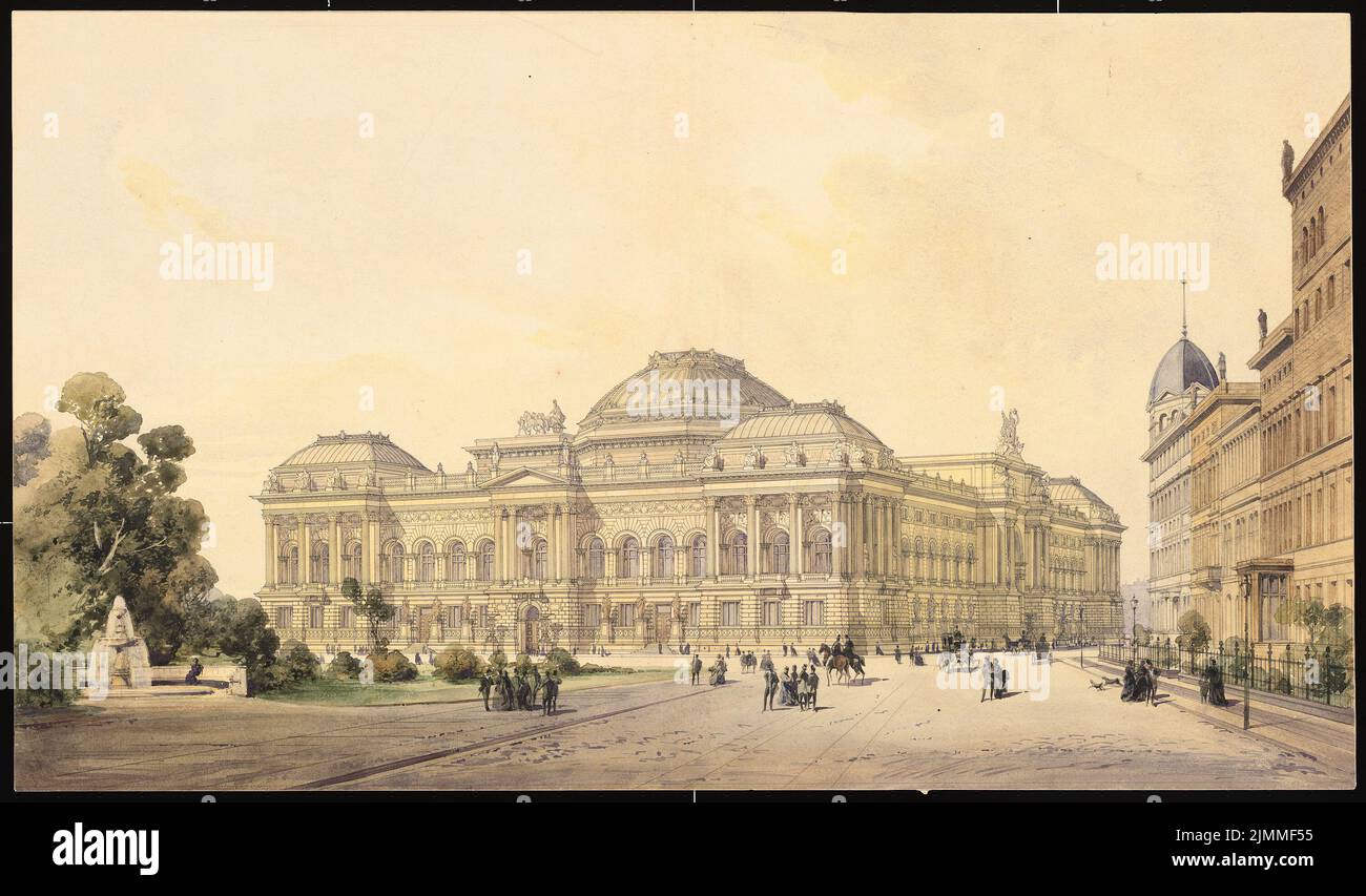 Busse & Schwechten, Reichstag, Berlin (1882), view from the Brandenburg Gate, Tusche watercolor on cardboard, TU UB Plan collection inv. No. 8080 Stock Photo