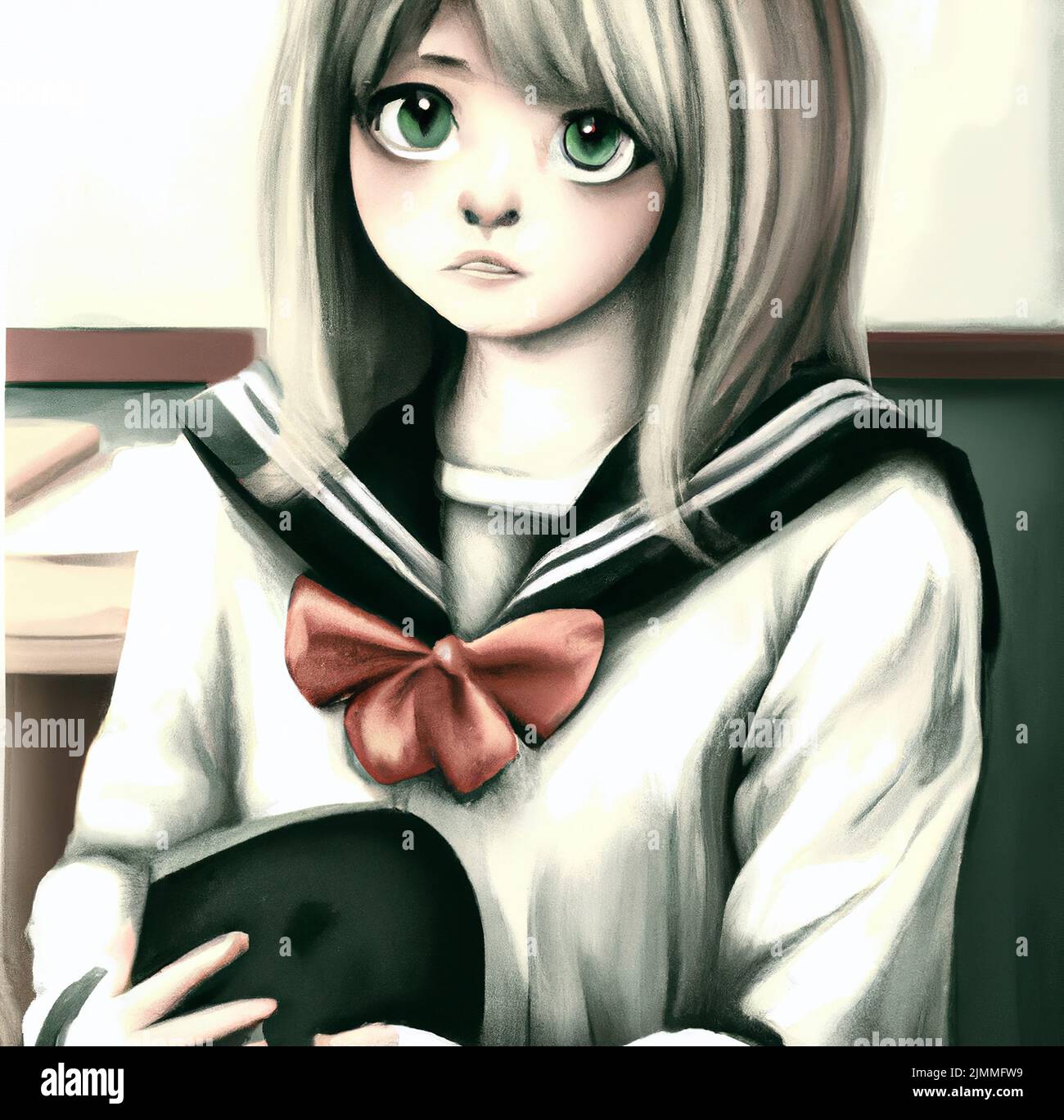 Digital painting cute anime beautiful girl in fantastic style