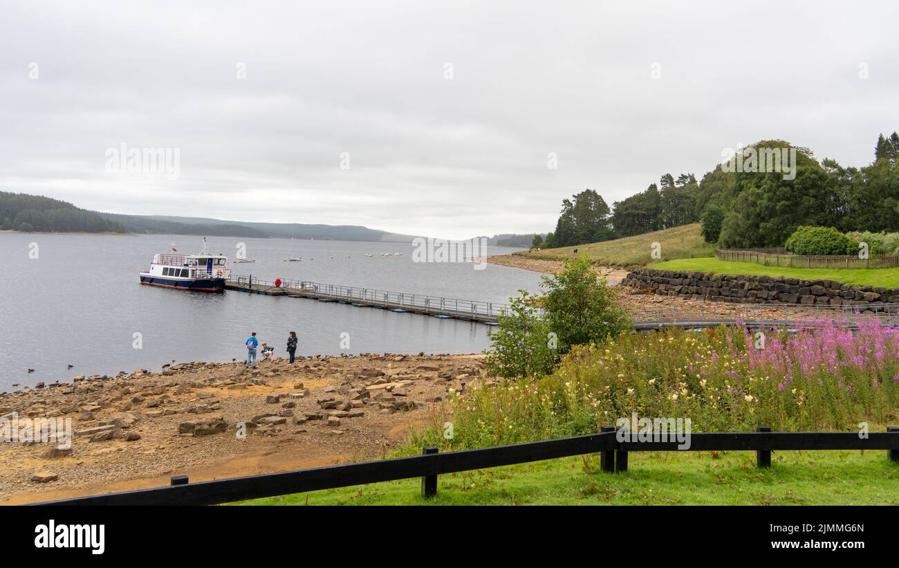 A view of the reservoir from Leaplish Waterside Park at Kielder Water, Northumberland, UK. Stock Photo