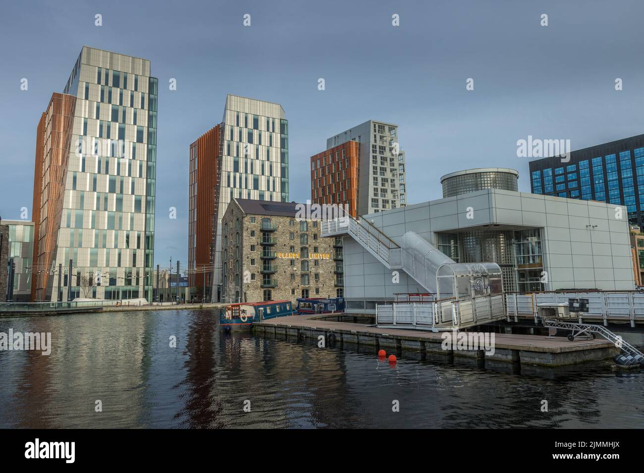 A view of apartments and offices in Dublin docklands district Stock