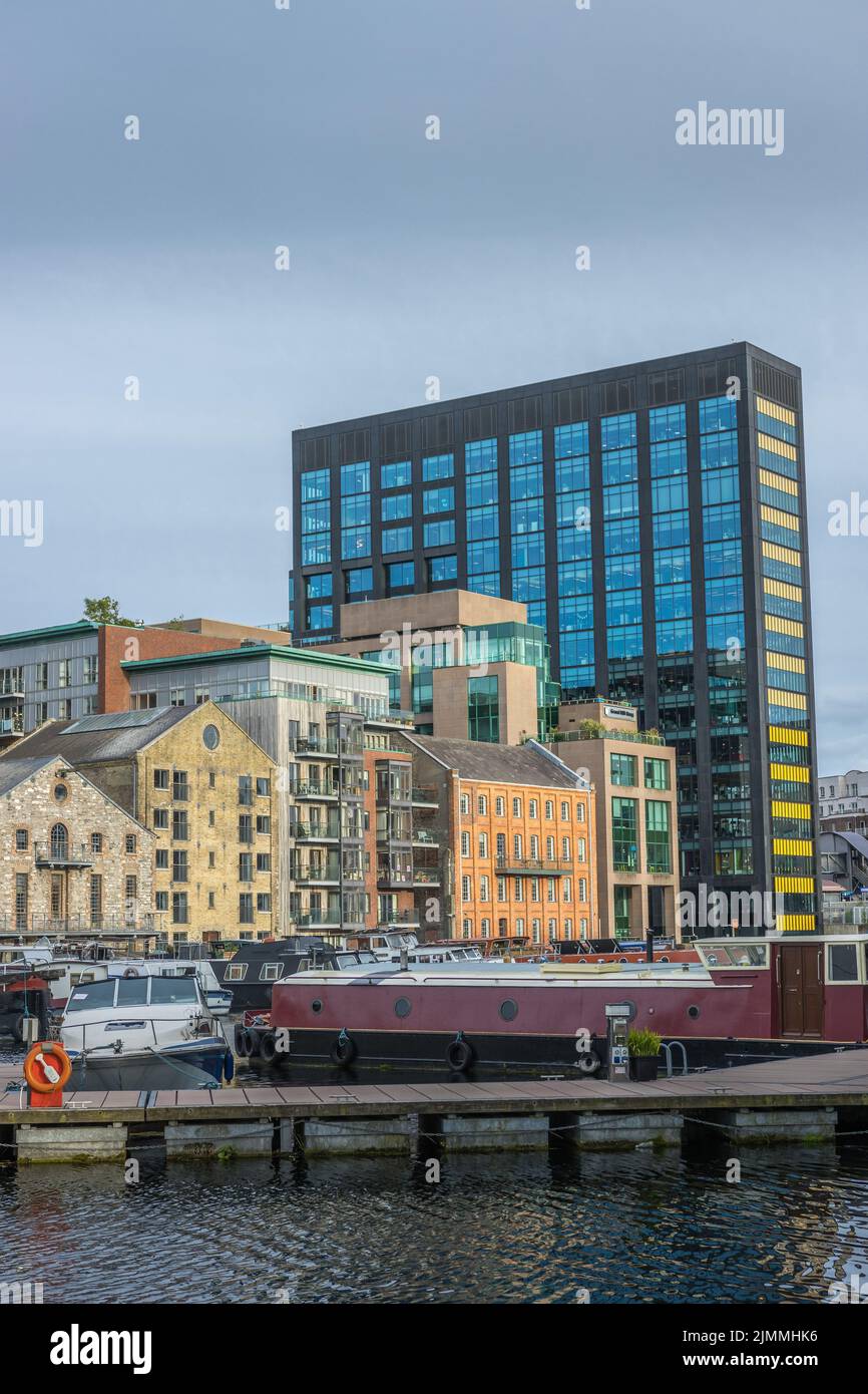 A view of apartments and offices in Dublin docklands district Stock